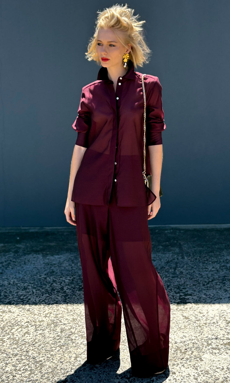 Marella Circe Shirt - Burgundy Silk Voile