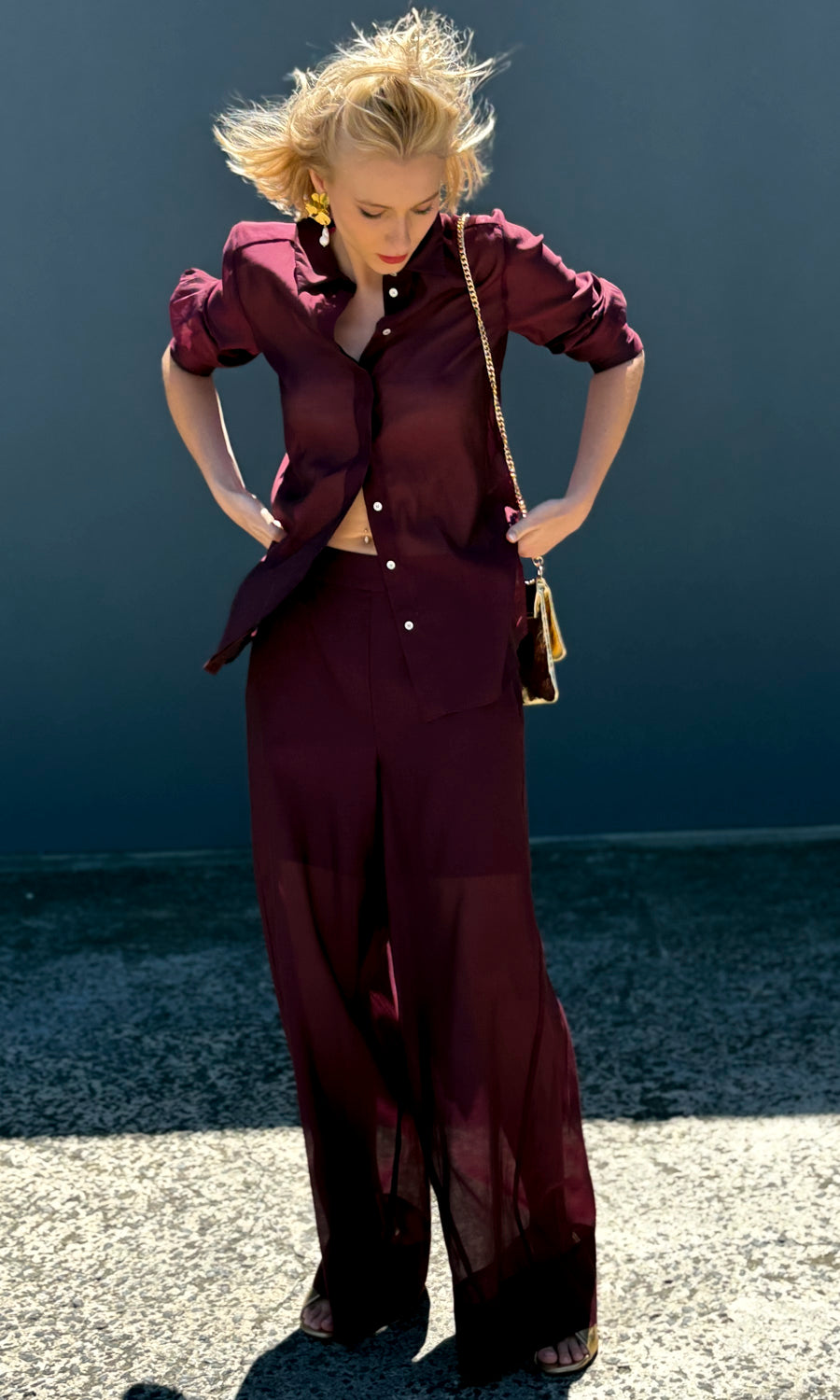 Marella Circe Shirt - Burgundy Silk Voile