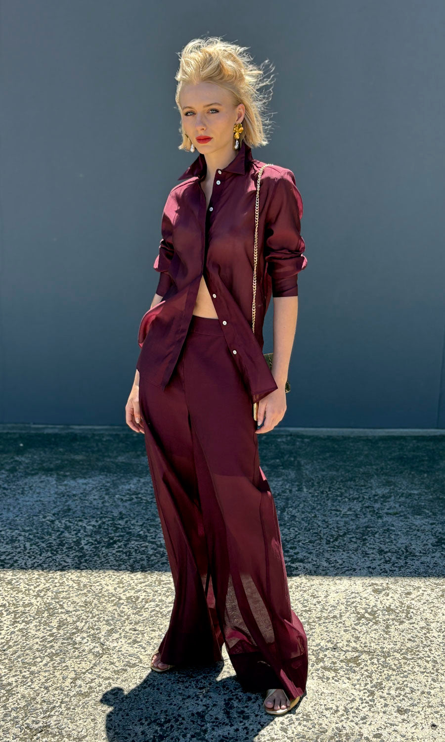 Marella Pianta Trouser - Burgundy Silk Voile