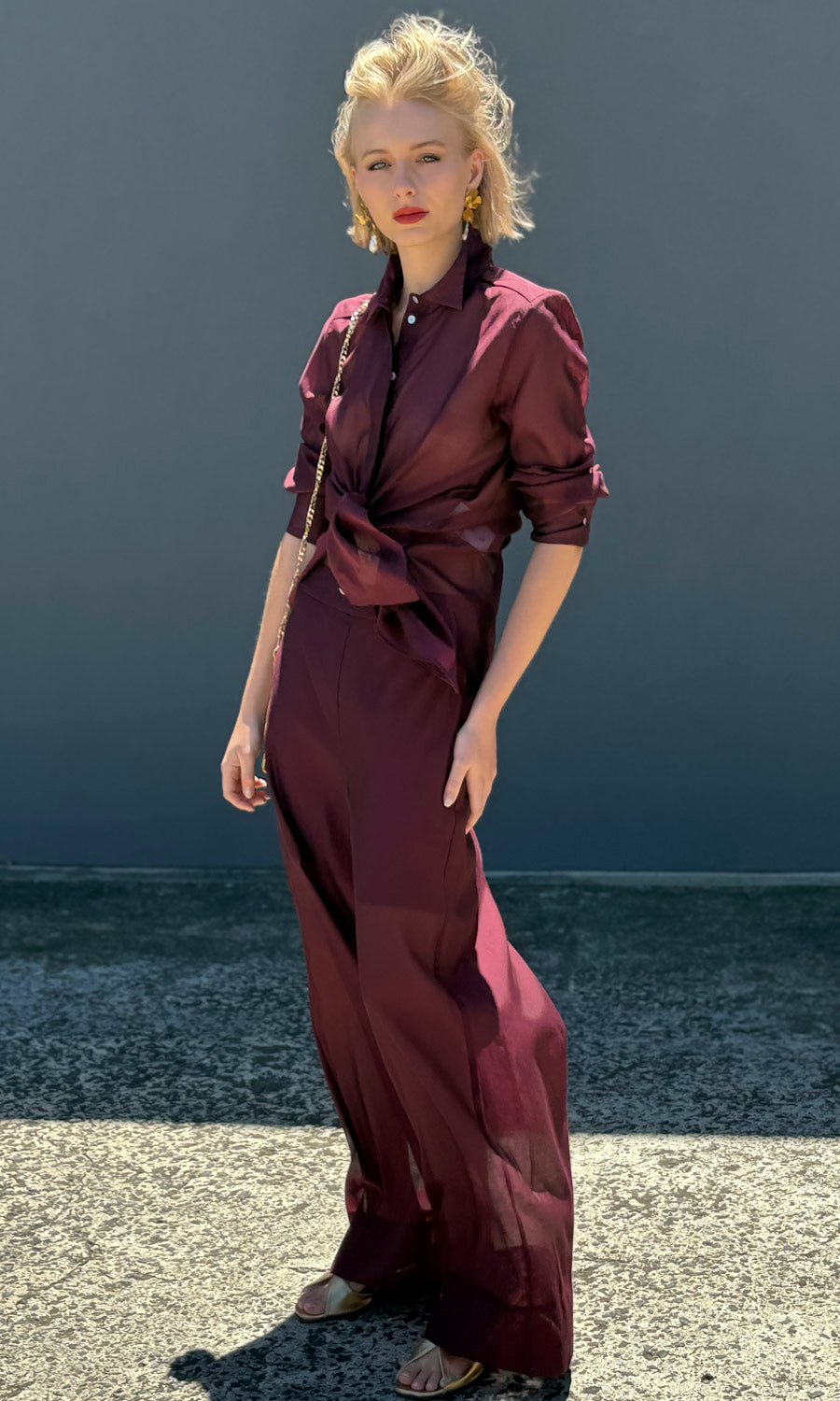 Marella Circe Shirt - Burgundy Silk Voile