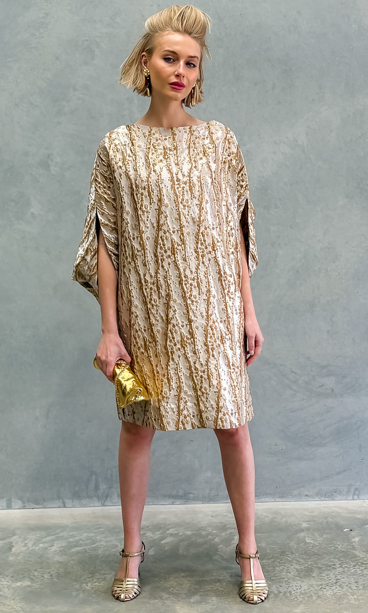 hoss  Romulus Brocade Wheat Cocktail Dress
