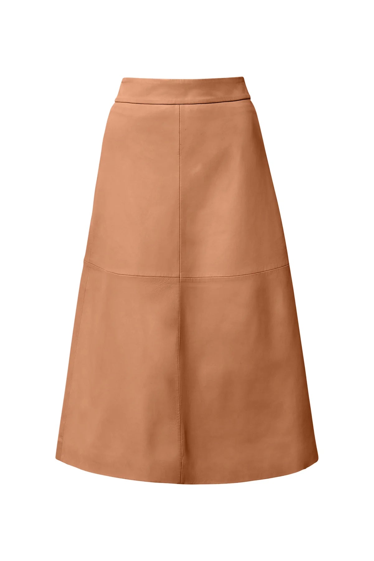 Braided Almond Leather Midi Skirt