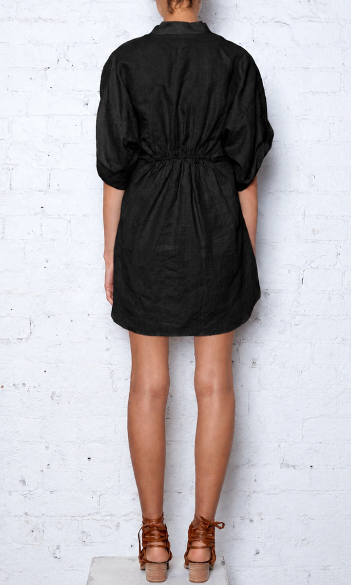 KITX Tie Front Shirt Dress -  Black