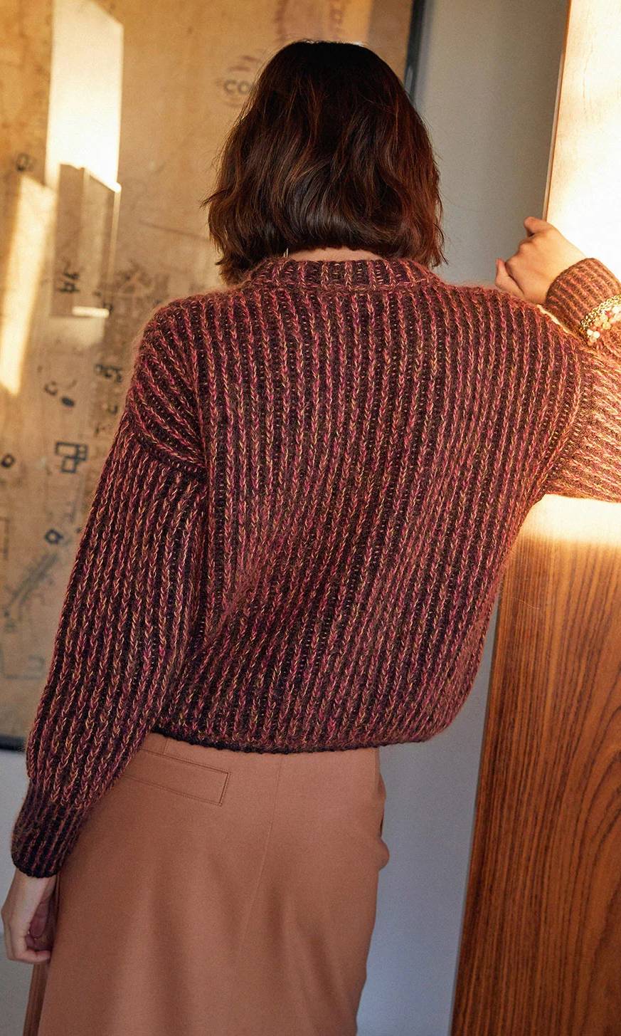 Momoni Mora Mouline Sweater - Burgundy Multicolour