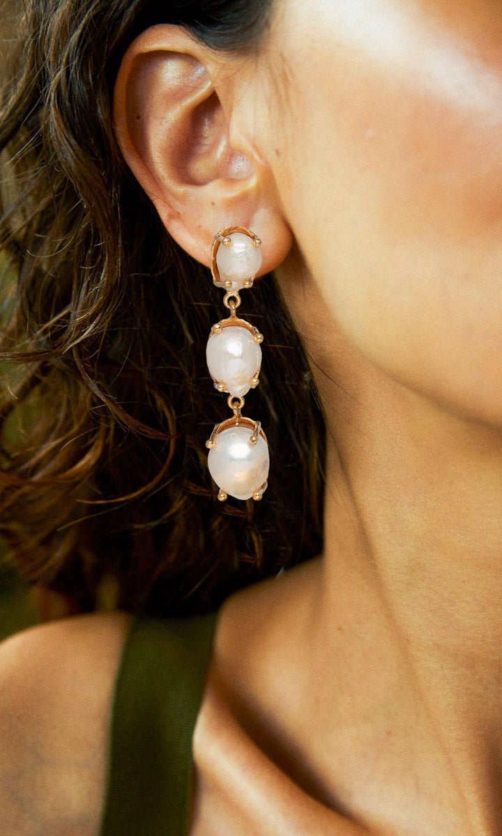 Christie Nicolaides Sandrine Gold & Pearl Earrings
