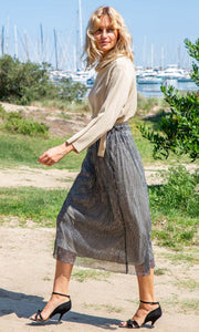 Patrizia Pepe Knit Lurex Jumper - Gold - HOSS