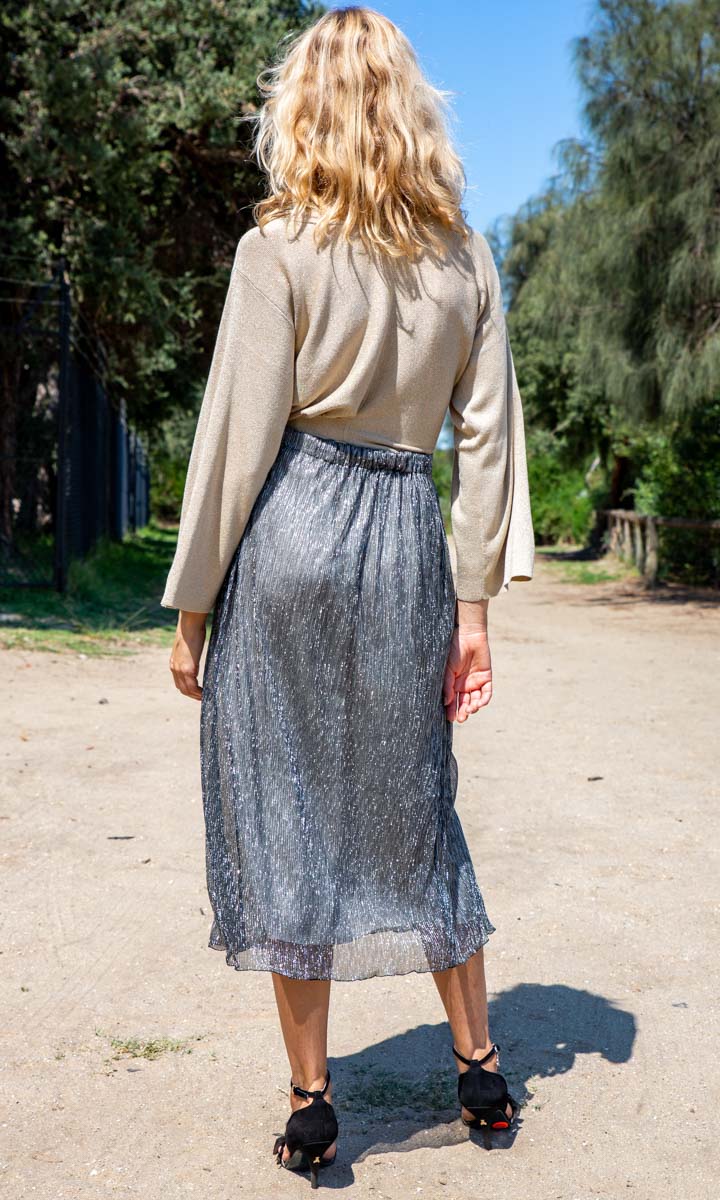 Patrizia Pepe Knit Lurex Jumper - Gold - HOSS