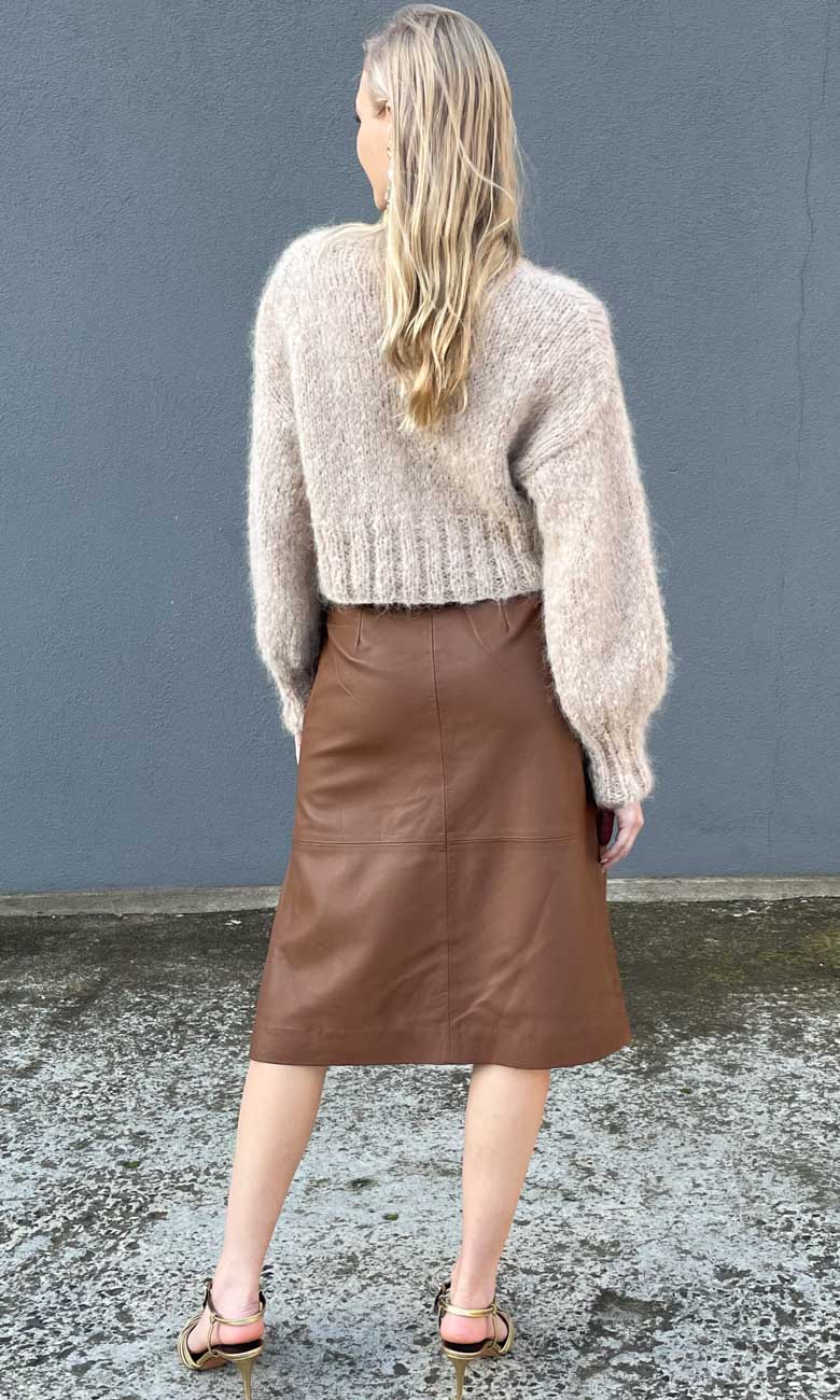 Hoss Caven Leather Skirt - Tobacco