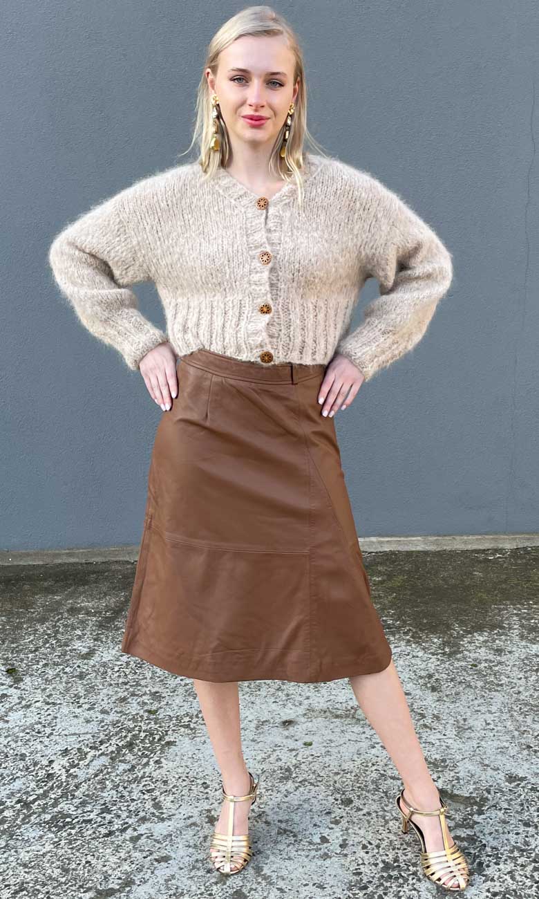 Hoss Caven Leather Skirt - Tobacco