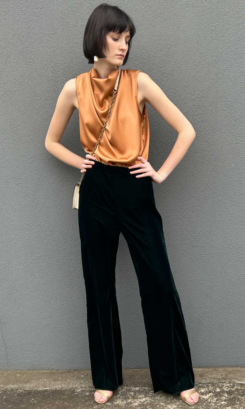 Marella Velvet Wide Leg Trouser Emerald Green hoss