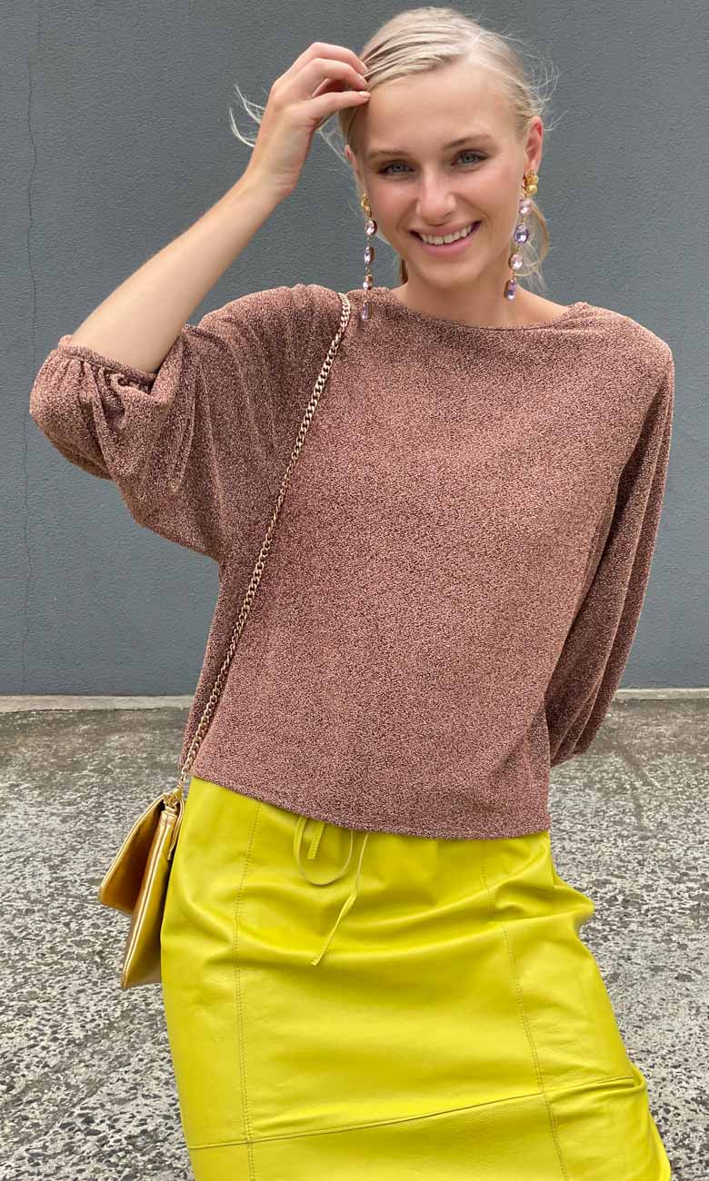 Hoss Bronze Lurex Glam Top