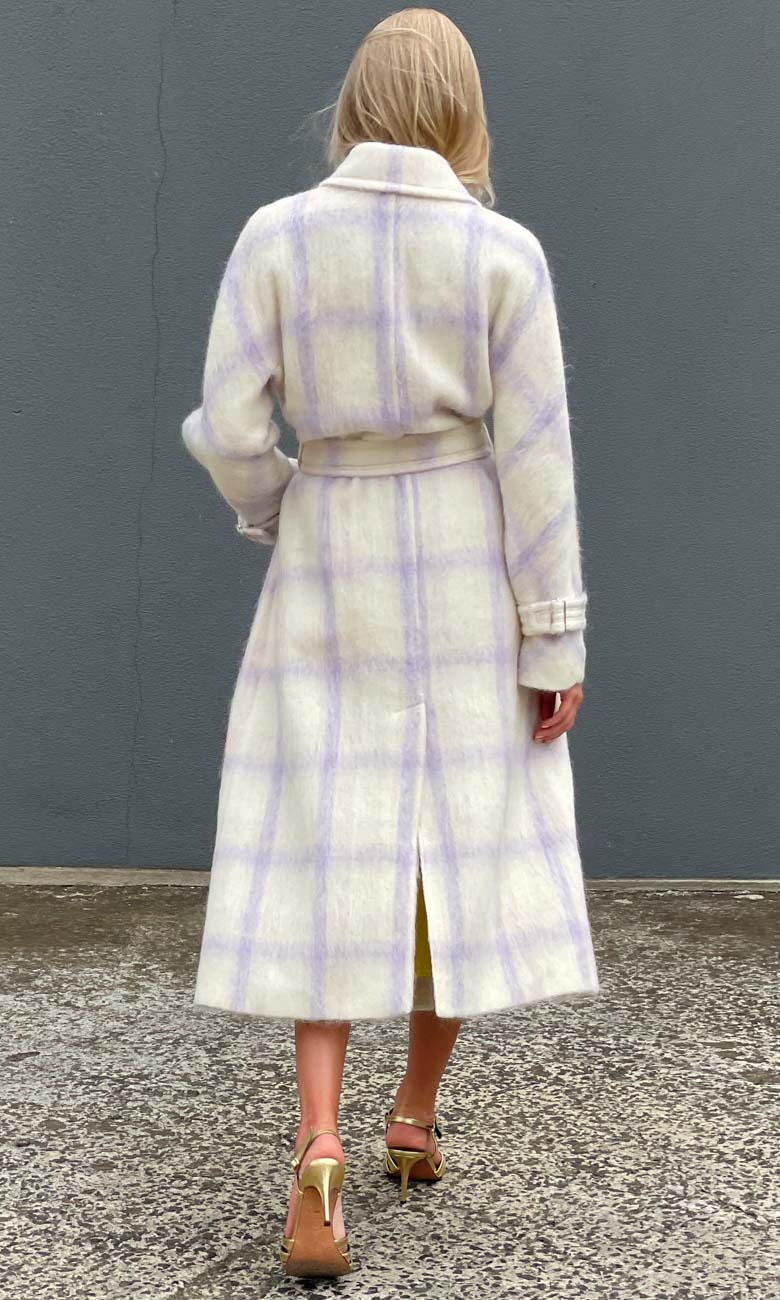 Beatrice B Lilac Chequered Mohair Coat