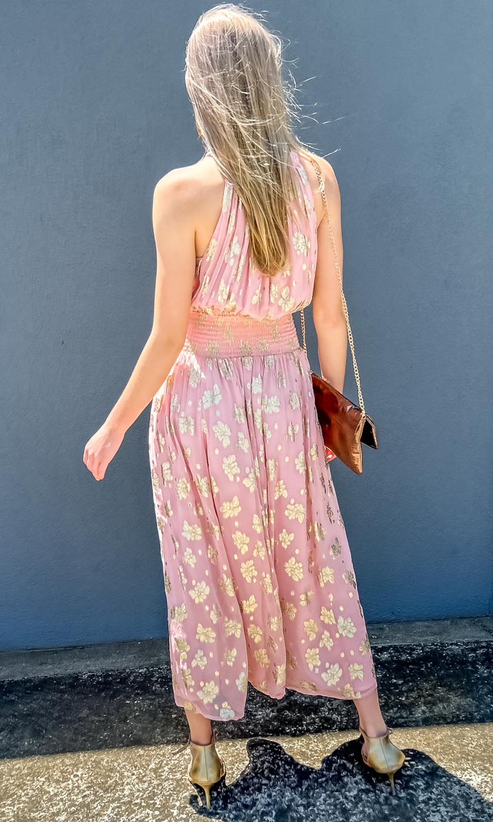 HOSS Best Life Dress - Pink/Gold Leaf