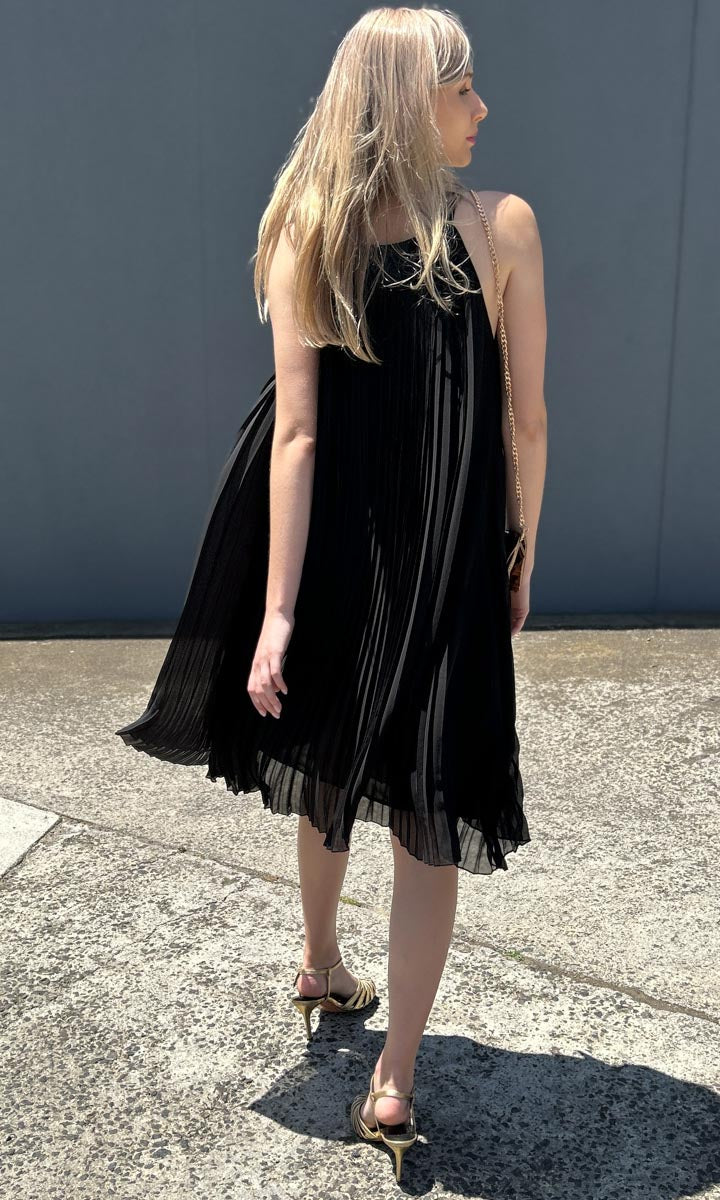 Michelson Pleat Dress - Black