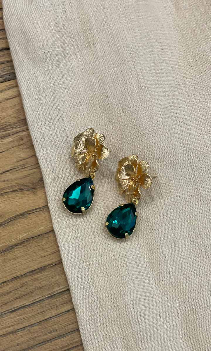 Fleur Drop Earrings - Emerald Green