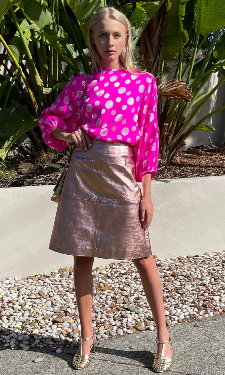 Hoss Leather Michelle Rose Gold Skirt
