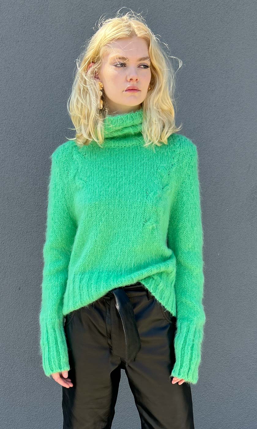 ALYSI Polo Neck Green Knit
