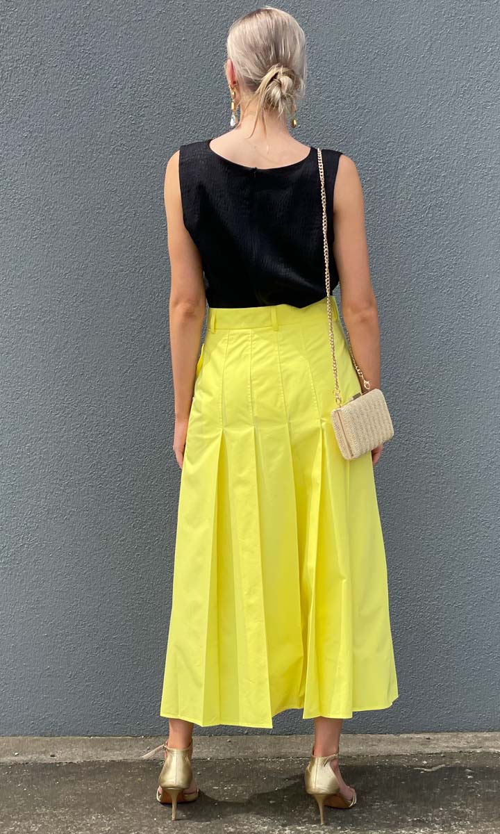 Beatrice B  Pleat Sun Skirt - Yellow