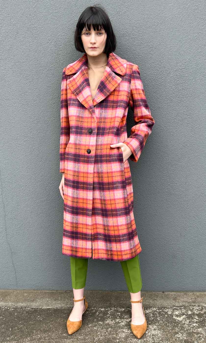 Marella Pink Check Coat