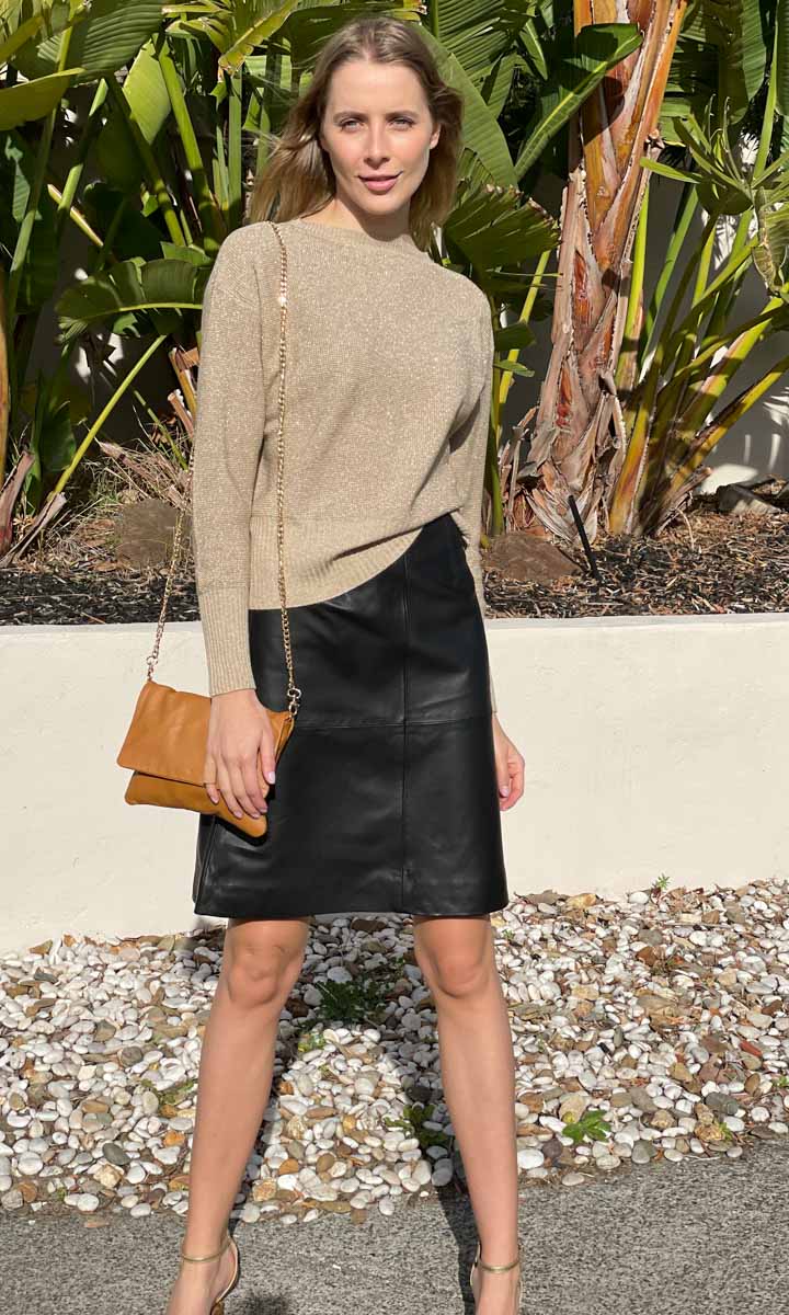 Hoss Leather Michelle Black Skirt
