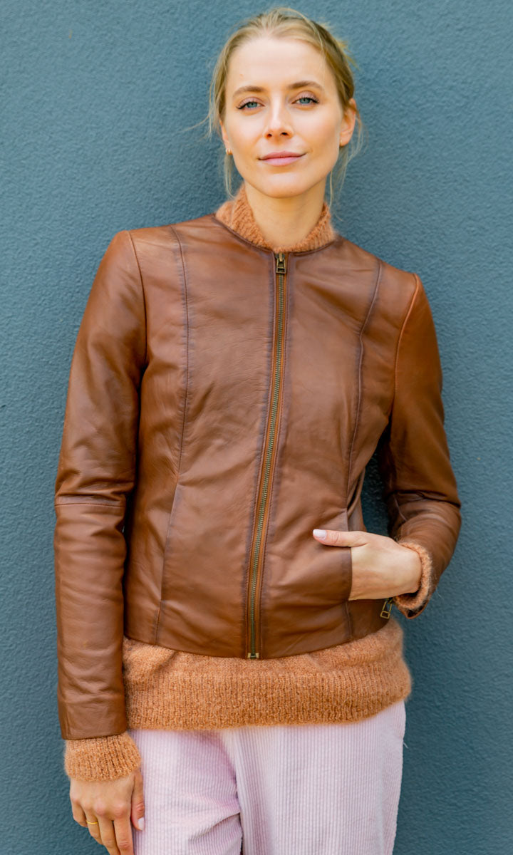 HOSS Mag Tobacco  Leather Jacket