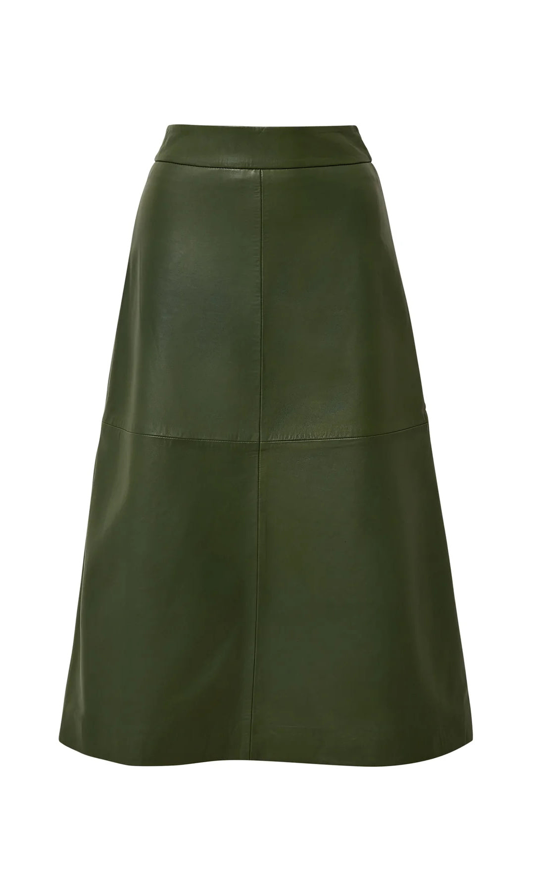 Sofia Irina Leather Midi Skirt - Chive